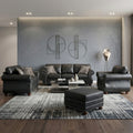 Roundhill Furniture Leinster 4 Piece Living Room Set Sofa Loveseat Chair And Ottoman Black