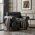 Roundhill Furniture Leinster Faux Leather Upholstered Nailhead Chair Black