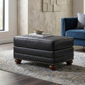 Roundhill Furniture Leinster Faux Leather Upholstered Nailhead Cocktail Ottoman Black