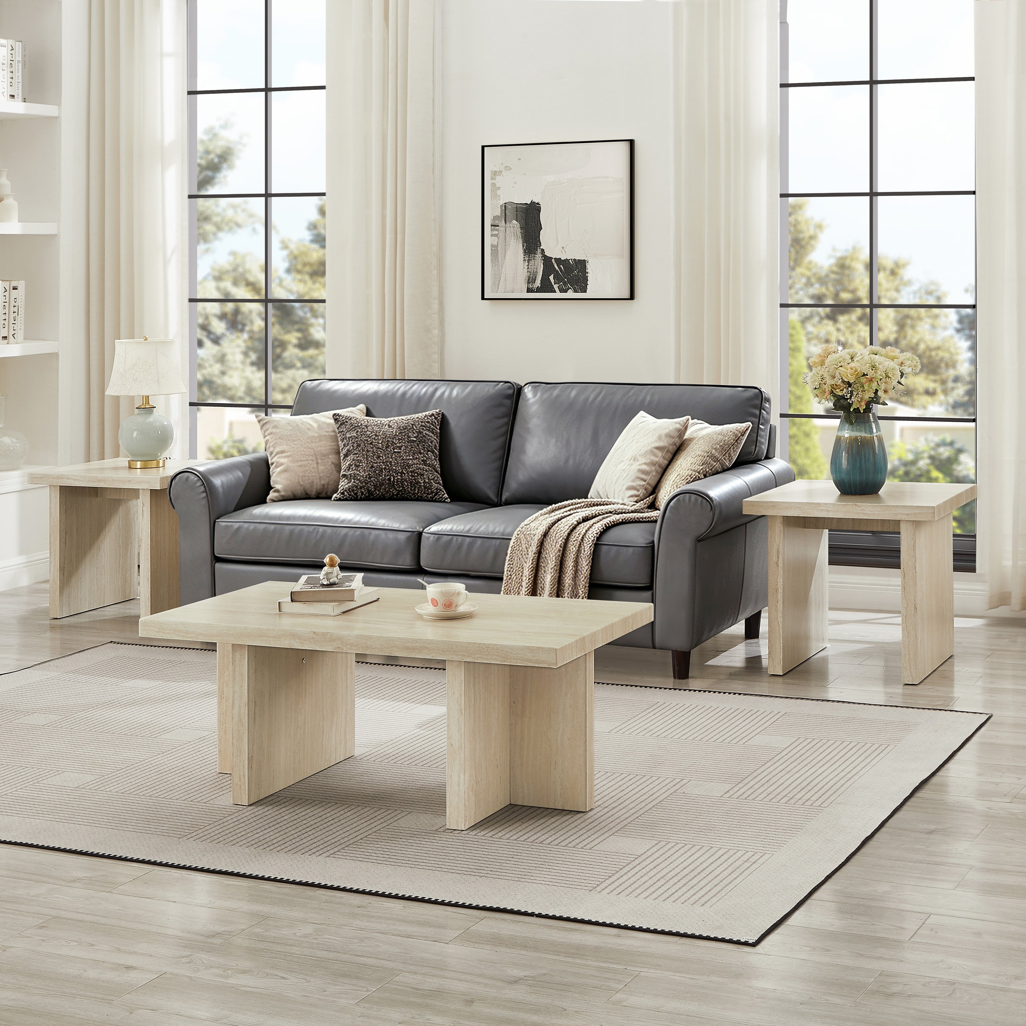 Roundhill Furniture Mchome 3 Piece Coffee Table Set Coffee Table And Two End Tables