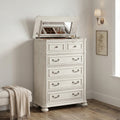 Roundhill Furniture Nelson 5 Drawer Bedroom Chest With Flip Top Antique White