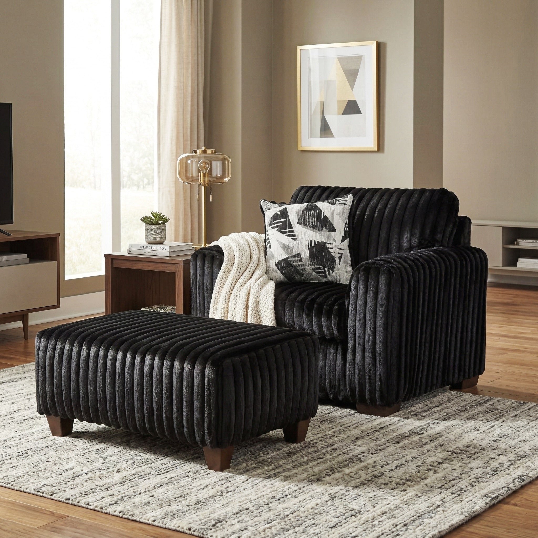 Roundhill Furniture Nolan 2 Piece Living Room Set Chair And Ottoman