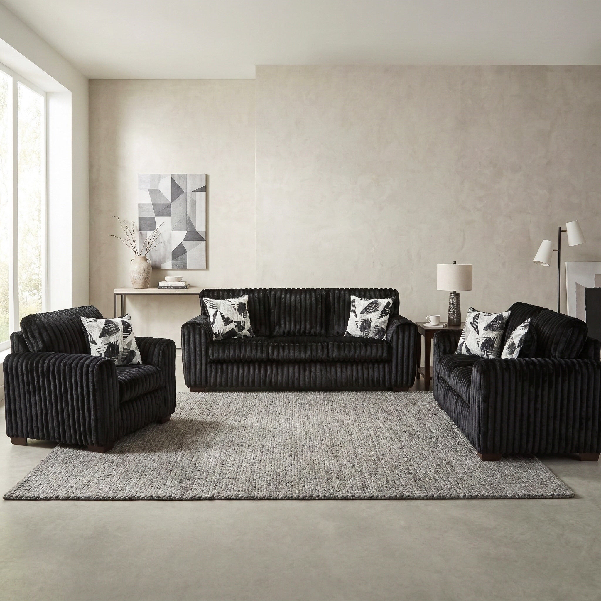 Roundhill Furniture Nolan 3 Piece Living Room Set Sofa Loveseat And Chair