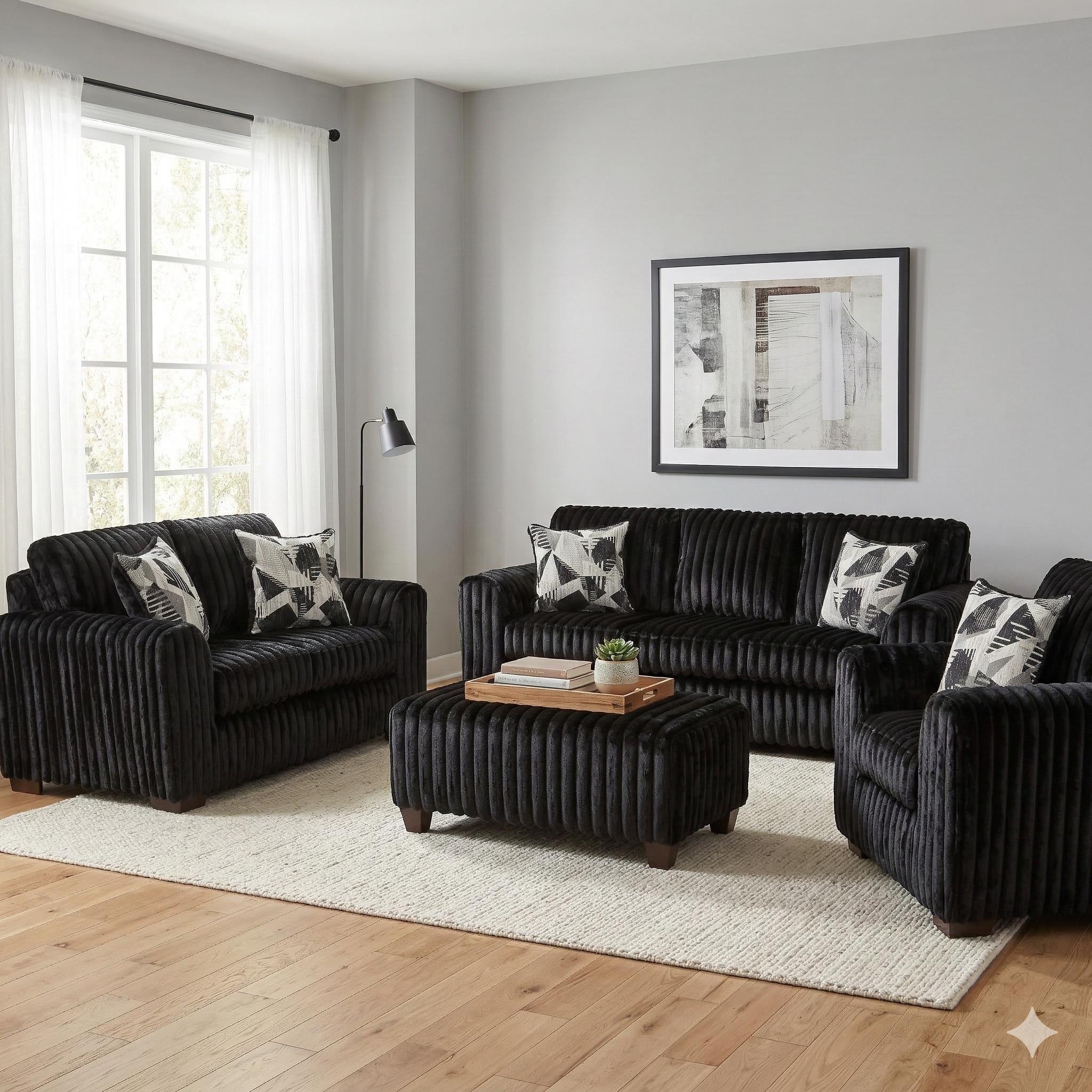 Roundhill Furniture Nolan 4 Piece Living Room Set Sofa Loveseat Chair And Ottoman