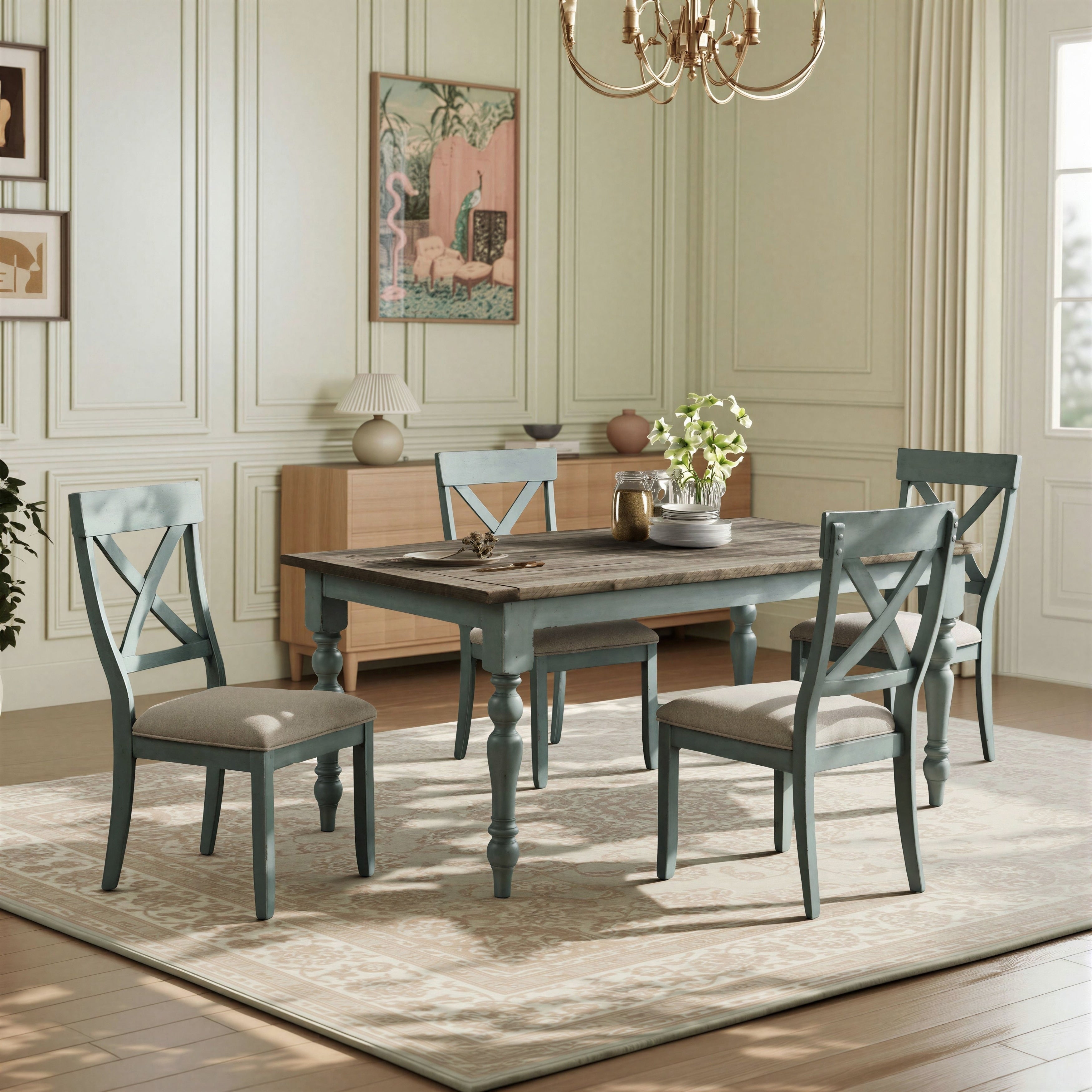 Prato 5 Piece Dining Table Set With Cross Back Chairs