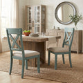 Prato Two Tone Wood Cross Back Upholstered Dining Chairs Set Of 2 N A