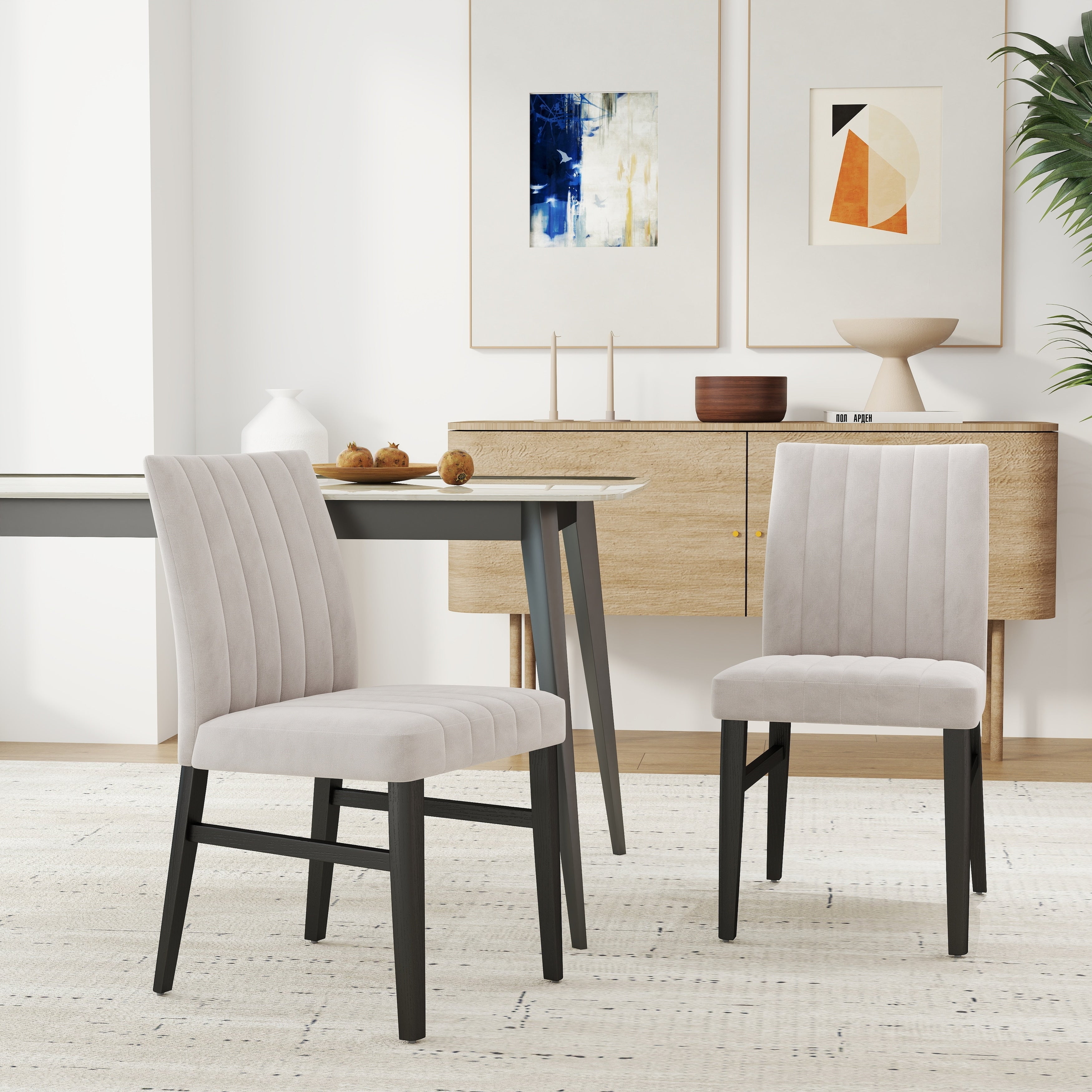 Roundhill Furniture Wendell Contemporary Upholstered Dining Chairs Set Of 2