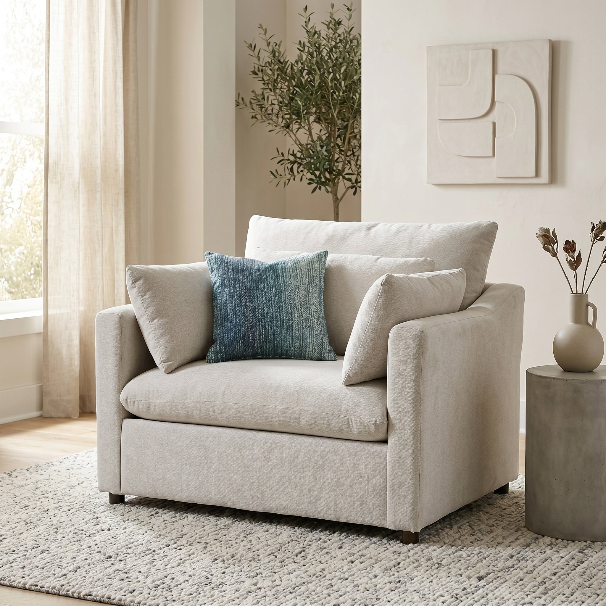 Roundhill Furniture Wilson Contemporary Upholstered Cuddle Chair