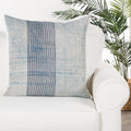Route Handmade Stripe Blue White Poly Throw Pillow 22 Inch