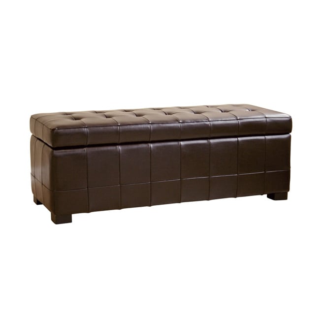 Routhledge Tufted Bi Cast Leather Storage Bench