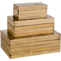 Rouzet Bohemian Bamboo Decorative Box Set 3 Piece 13.8 X 8.3 X 4.9