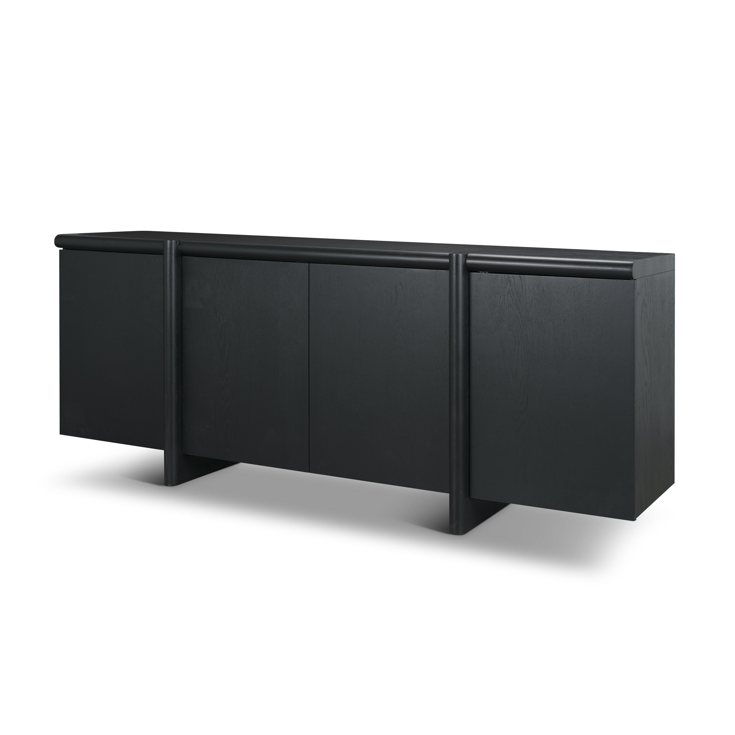 Rowan Black Oak Wood Closed 4 Door Sideboard 82.0L X 20.0W X 32.0H