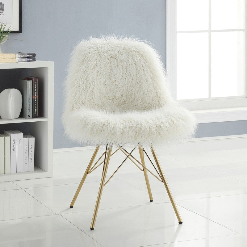 Rowan Faux Fur Chair With Gold Metal Base