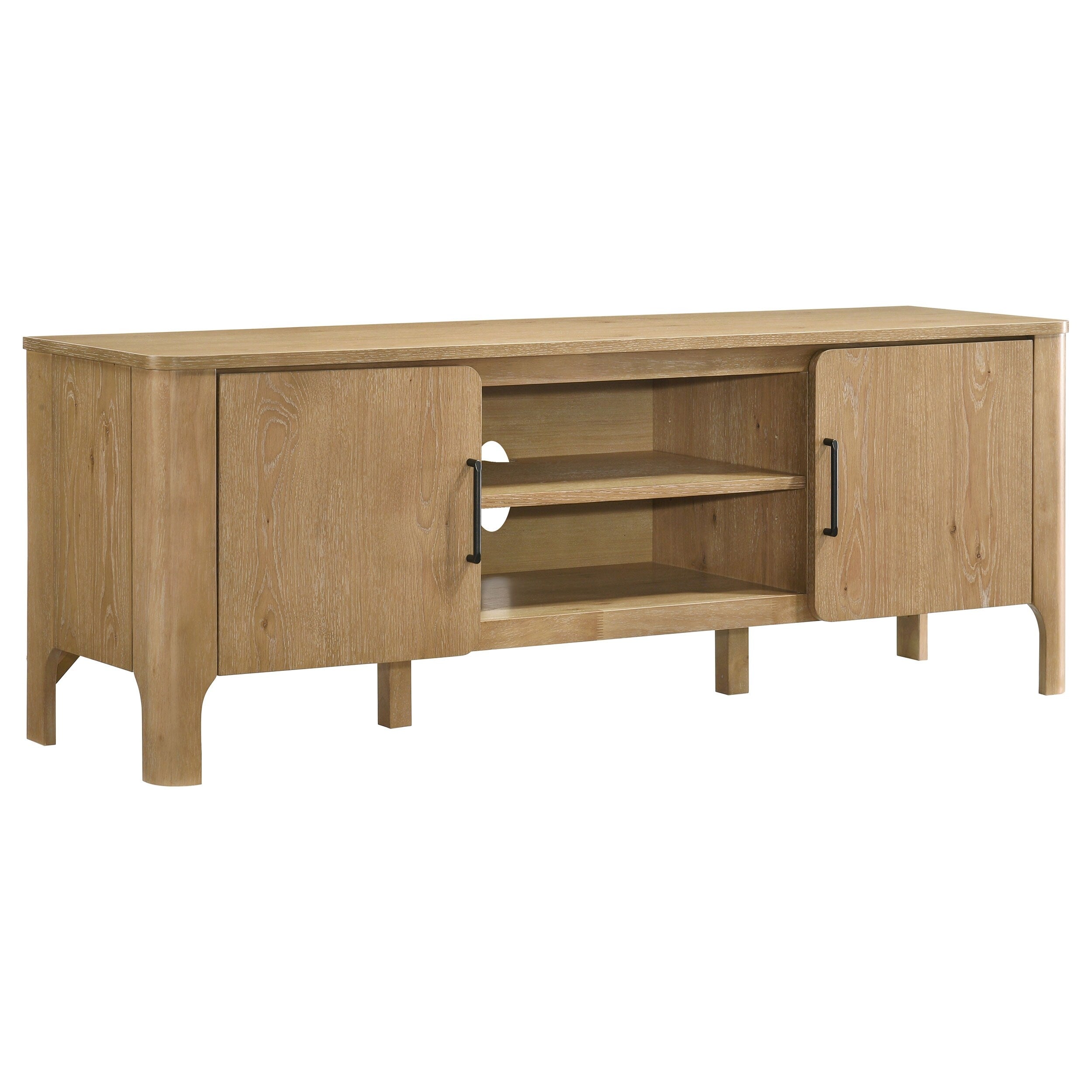 Rowe 65 Inch 2 Door Wood Tv Stand Media Console Light Oak