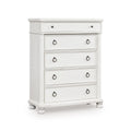 Rowy Tall Dresser Chest 5 Drawers With Pewter Knobs Antique White