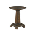 Rox Side End Table 22 Inch Round Top Tapered Pedestal Base Brown