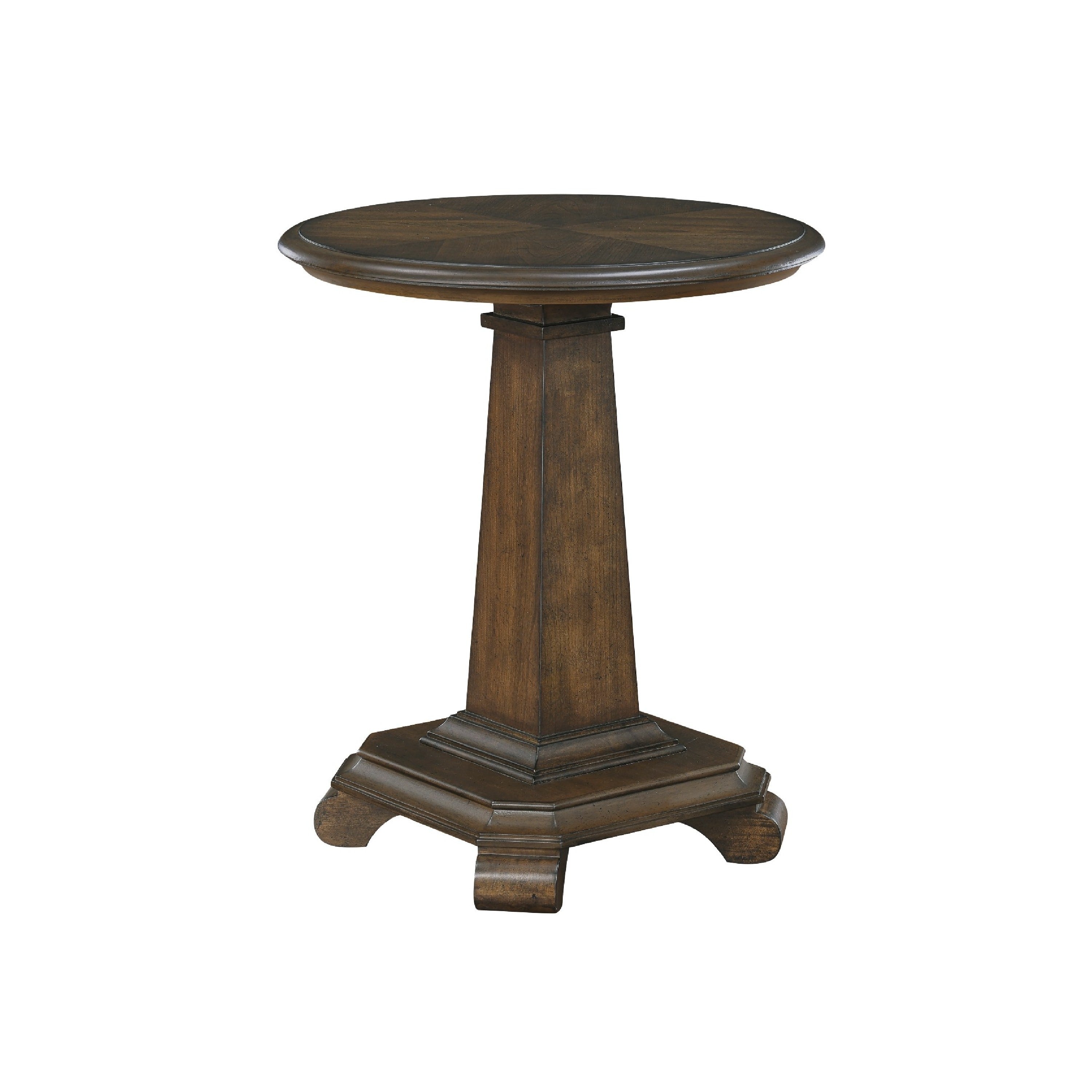 Rox Side End Table 22 Inch Round Top Tapered Pedestal Base Brown