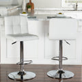 Powell Roxie White Quilted Faux Leather And Chrome Adjustable Height Bar Stool