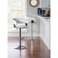 Powell Roxie White Faux Leather And Chrome Adjustable Height Bar Stool