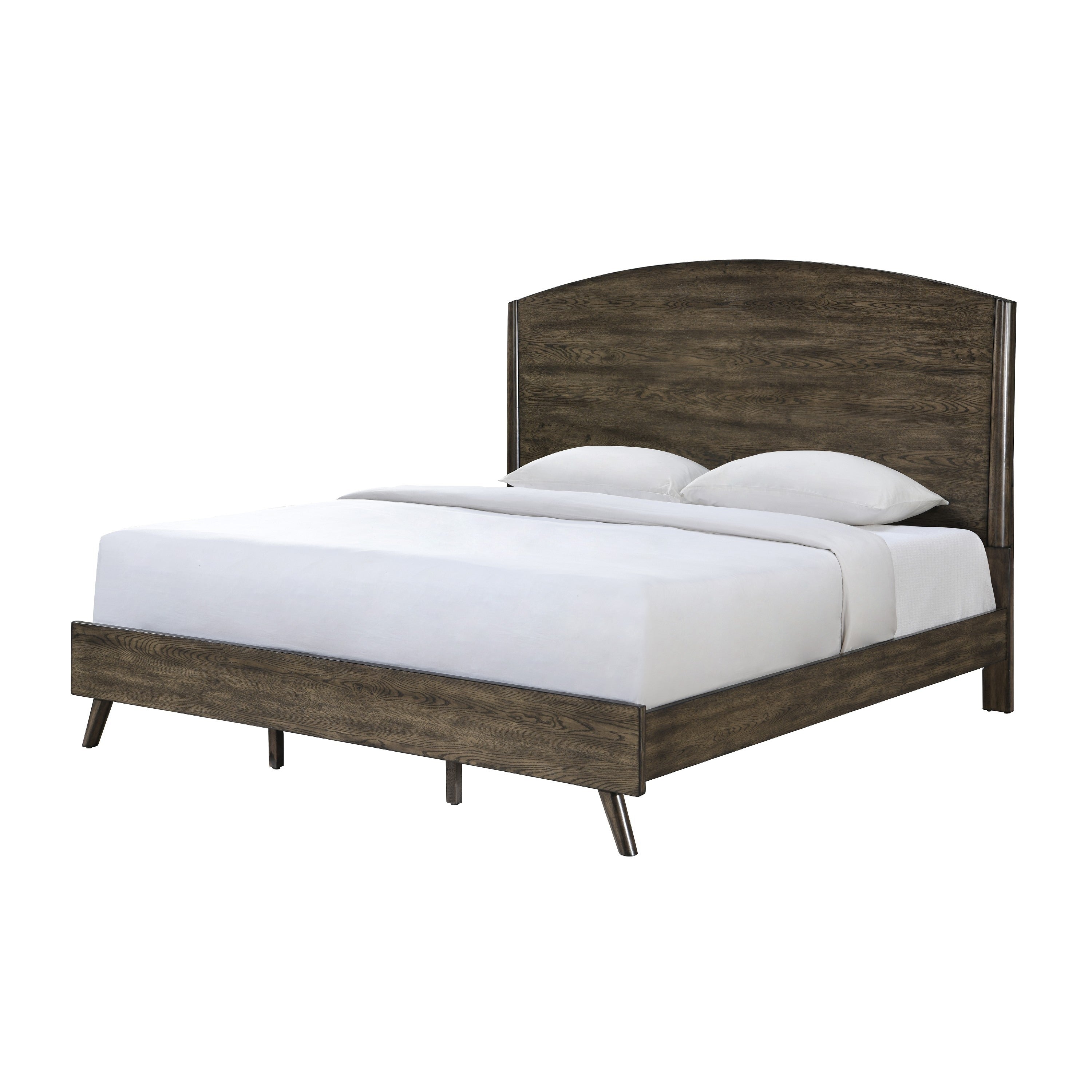 Roxy Queen Bed With Mid Century Modern Design Walnut Brown Okume