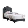 Roxy Twin Bed Charcoal Gray Wool Led Lighting Padded Headboard