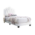 Roxy Twin Bed White Wool Upholstery Led Lighting Padded Headboard