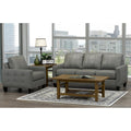 Roy Mid Century Modern Grey Top Grain Italian Leather Tufted Sofa And Chair