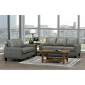 Roy Mid Century Modern Grey Top Grain Italian Leather Tufted Sofa And Loveseat