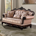 Royal Brown Finish Tufted Upholstered Two Tone 1Pc Loveseat