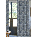 Royal Damask Designer Drapery Panel Set Of 2 Blue 100 Organic Cotton 2In 1 Construction Rod Pocket With Hidden Tab