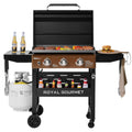 Royal Gourmet 3 Burner Gas Griddle With Hood And Side Shelves