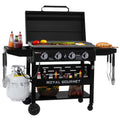 Royal Gourmet Gb4000Pb 4 Burner Gas Griddle With Hood Collapsible Side Shelves 52 000 Btu 582 Sq. In. Cooking Area