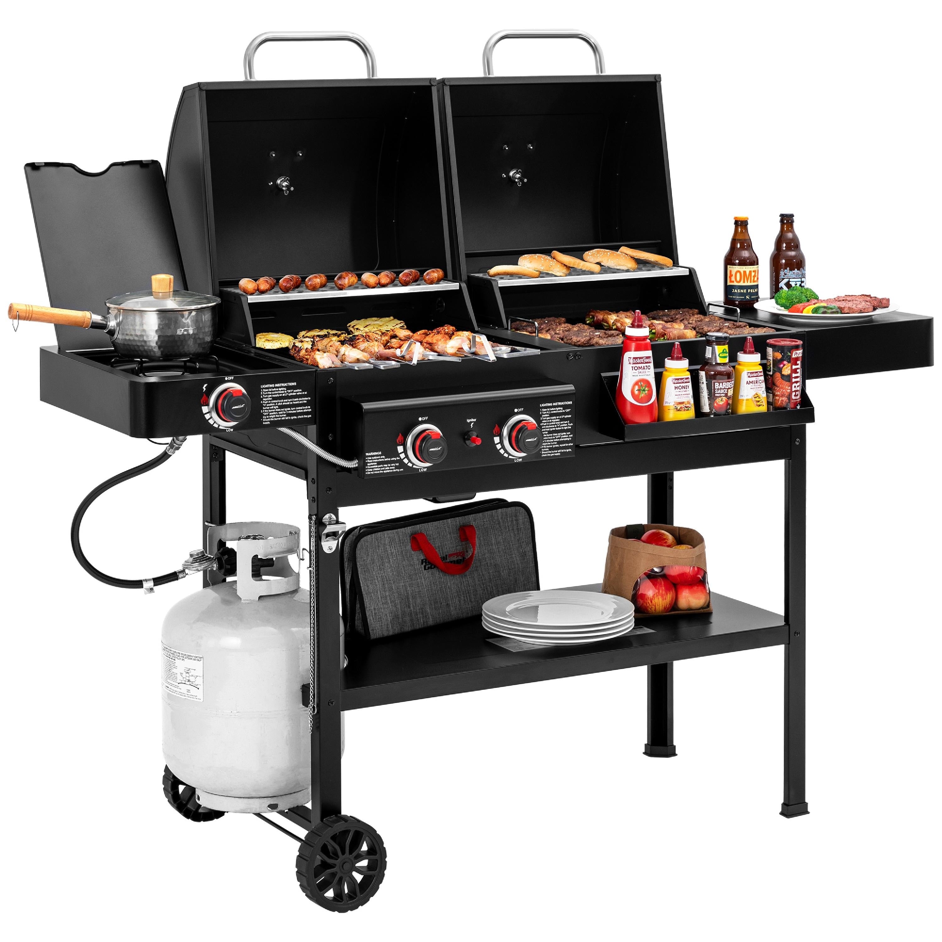 Royal Gourmet Zh3005 2 Burner Gas And Charcoal Combo Grill With Side Burner 34 000 Btu Dual Fuel Grill