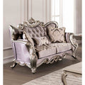 Royal Upholostered Champagne Purple Tufted Nailhead Trim 1Pc Loveseat