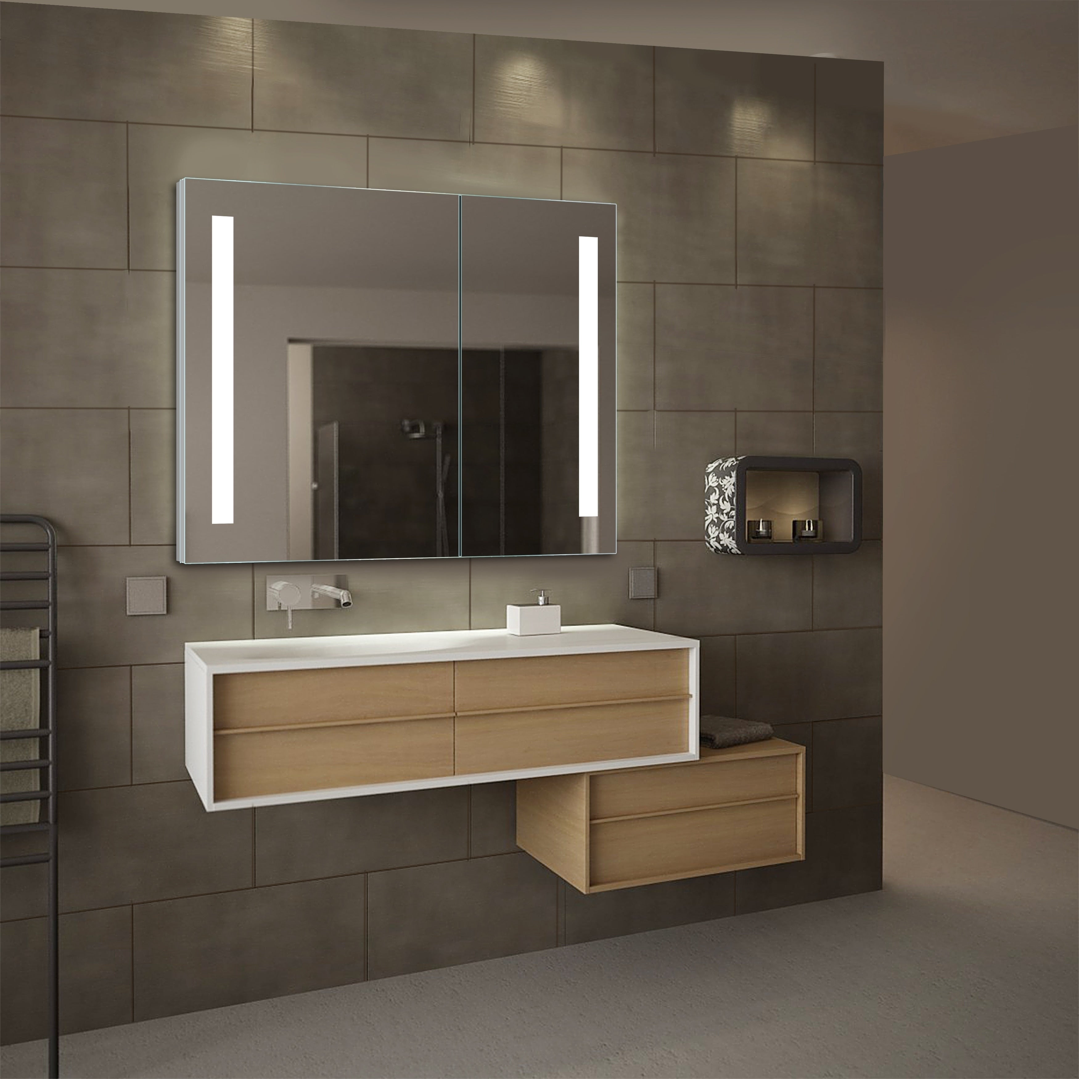 Royale Silver Glass Led Mirror Cabinet