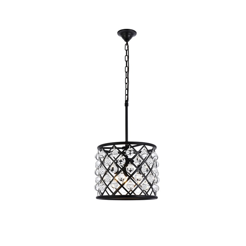 Royce Edge 3 Light Matte Black Pendant Matte Black Royal Cut Clear Crystals
