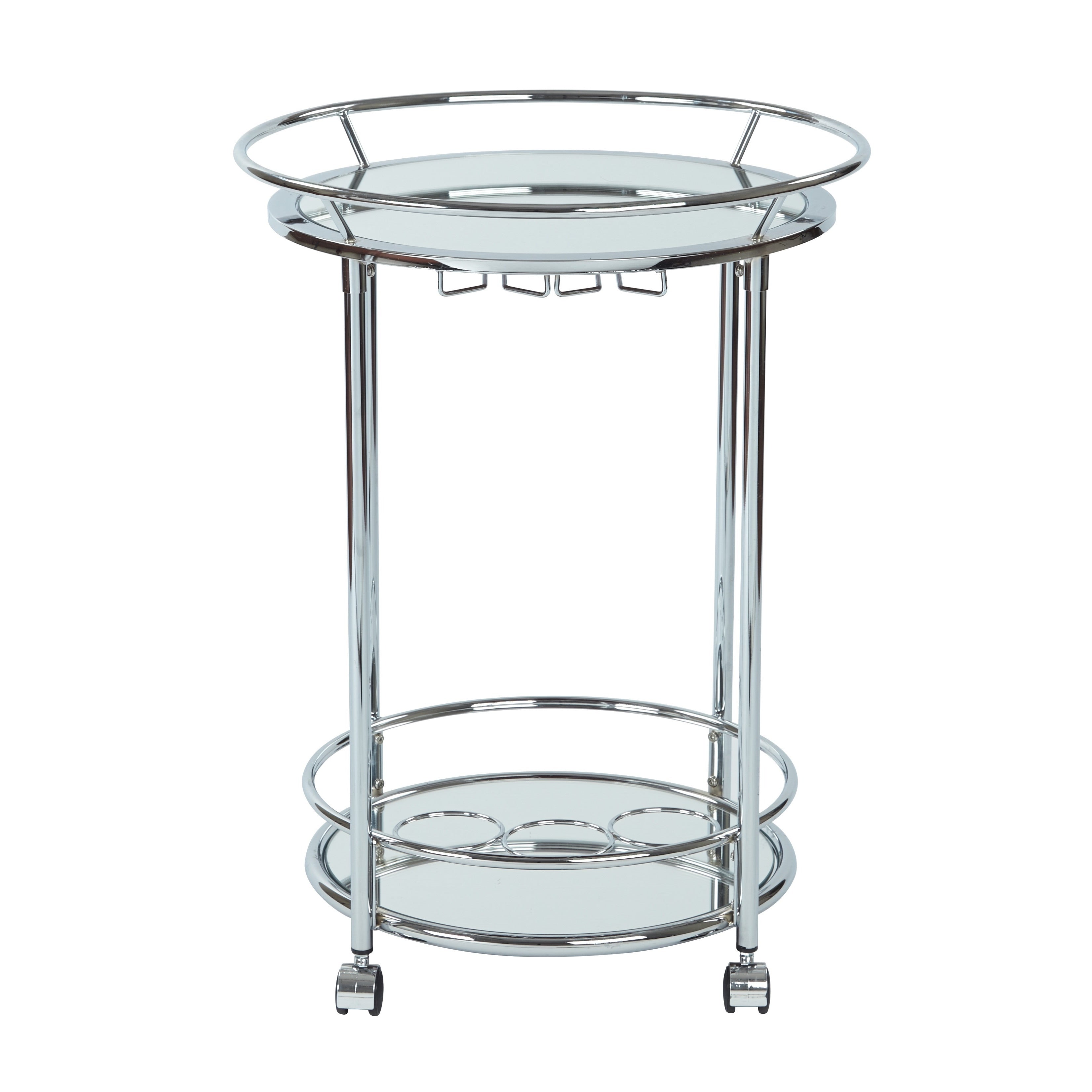 Osp Home Furnishings Silver Orchid Rita Serving Cart With Chrome Finish