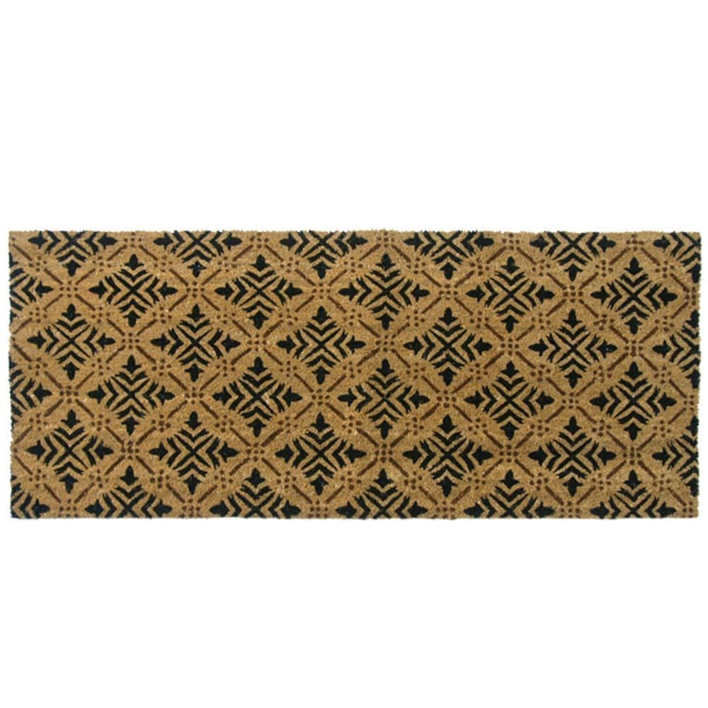 Rubber Cal Classic Fleur De Lis French Brown Coir Door Mat 24 X 57
