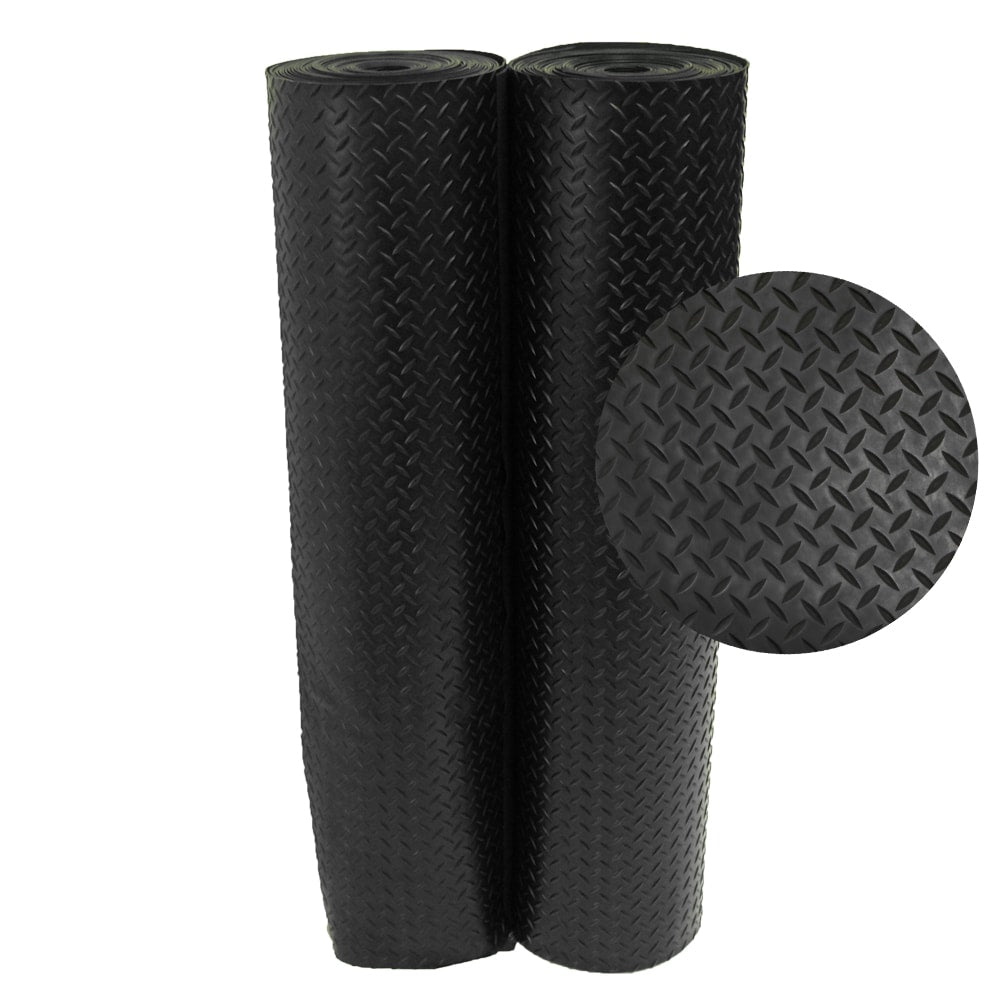 Rubber Cal Diamond Plate Rubber Floor Mats 1 8 X 48 Inch Rubber Runner Black 8 Available Lengths 48 X 180