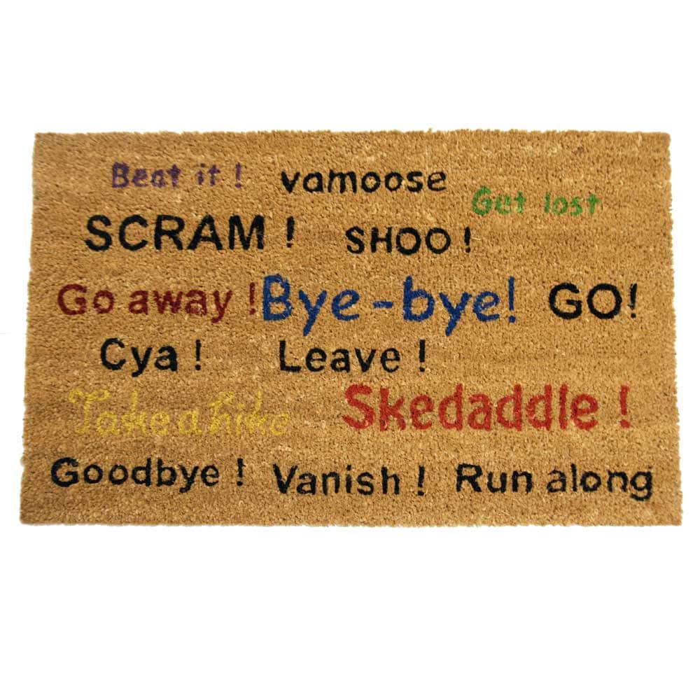 Rubber Cal Go Away Scram Leave Humorous Door Mat 18 X 30