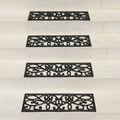 Rubber Cal New Amsterdam Black Stair Tread Rubber Mats Set Of 6 9.7 X 29.7