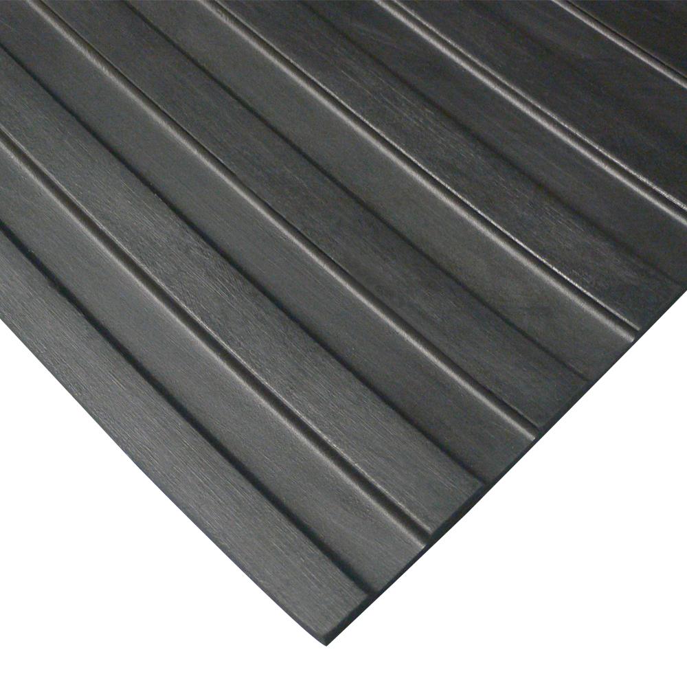 Rubber Cal Wide Rib Corrugated Rubber Floor Mat 3 X 8 X 3Mm