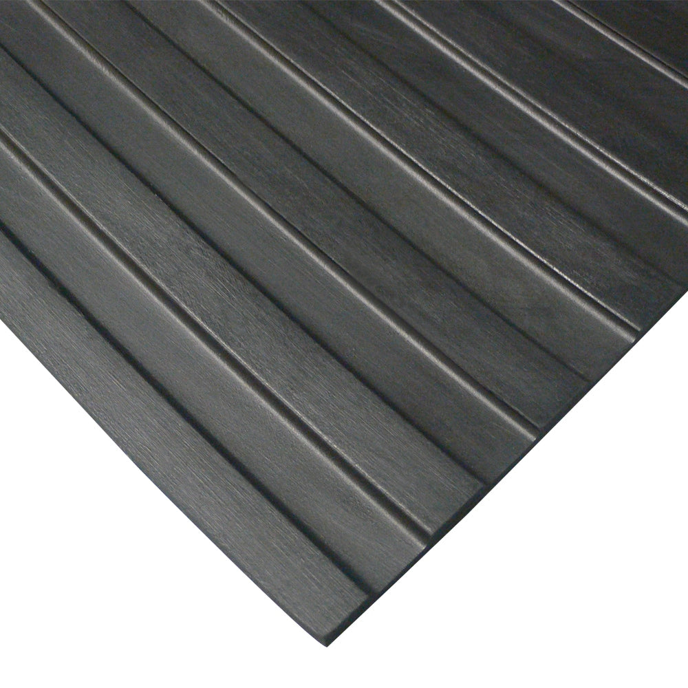 Rubber Cal Wide Rib Rubber Flooring Rolls 1 8 X 3Ft. Wide Runner Mats Black Offered In 6 Lengths 36 X 240
