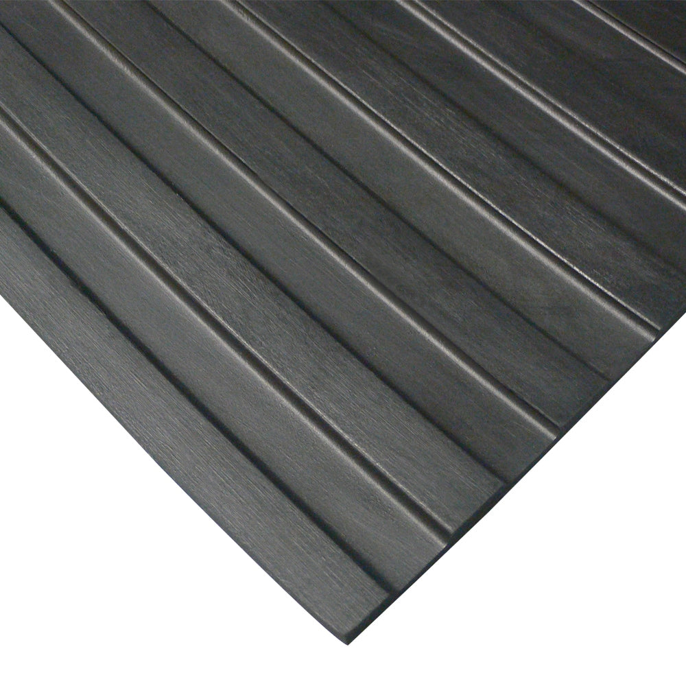 Rubber Cal Wide Rib Rubber Flooring Rolls 1 8 X 4Ft. Wide Non Slip Floors Black Offered In 5 Lengths