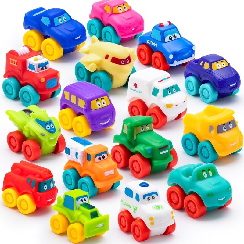 Rubber Toy Cartoon Car Set Multicolor
