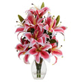 Rubrum Lily Arrangement With Decorative Vase
