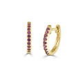 Ruby Earrings Huggies Small Hoops 14K Gold