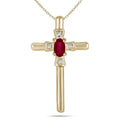 Ruby And Diamond Cross Pendant 10K Yellow Gold