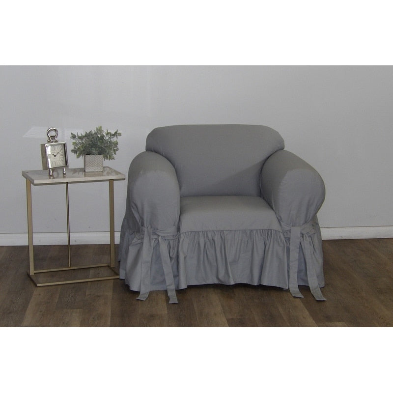 Ruffled Cotton Arm Chair Slipcover