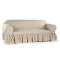Ruffled Cotton Loveseat Slipcover